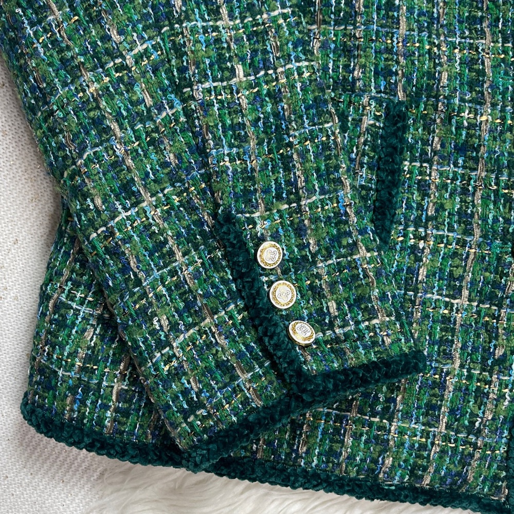 NEW TAHARI ASL Classic Tweed Jacket - Green - Picture 10 of 16